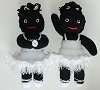 Darcey & Margot Ballerina Golly Dollies - Hand-made Knitted Golliwog/Golliwogg Dolls